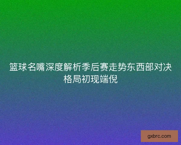 篮球名嘴深度解析季后赛走势东西部对决格局初现端倪
