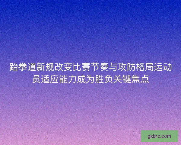 跆拳道新规改变比赛节奏与攻防格局运动员适应能力成为胜负关键焦点