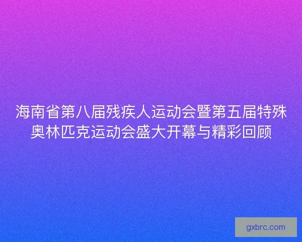 海南省第八届残疾人运动会暨第五届特殊奥林匹克运动会盛大开幕与精彩回顾