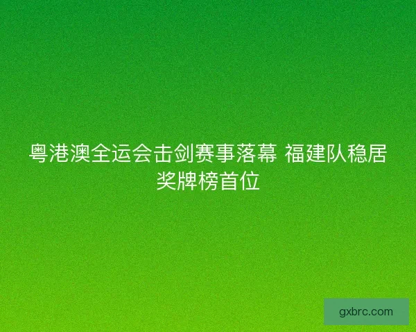 粤港澳全运会击剑赛事落幕 福建队稳居奖牌榜首位